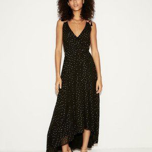 Express Black and Gold Foil Dot Formal Maxi Dress